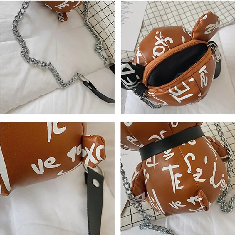 2023 mulheres kawaii 3d dos desenhos animados urso bolsas e bolsas para moda feminina designer corrente sacos de ombro meninas casual crossbody saco
