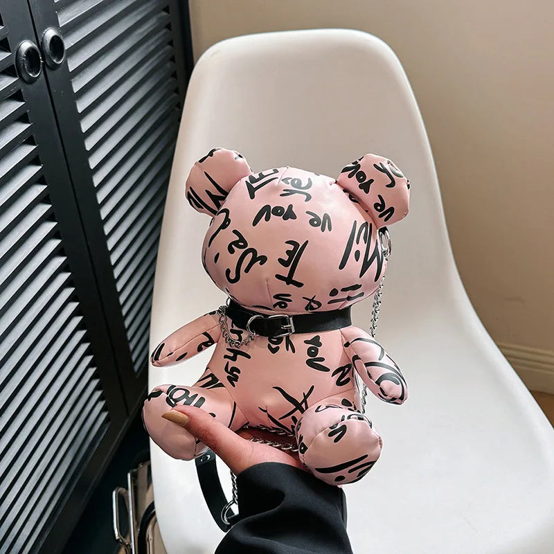 2023 mulheres kawaii 3d dos desenhos animados urso bolsas e bolsas para moda feminina designer corrente sacos de ombro meninas casual crossbody saco