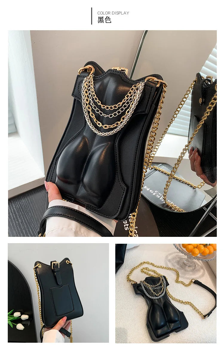 Mini bolsa crossbody com corrente para mulheres, bolsa de ombro casual, bolsa feminina, design novo, PU, mini bolsa, nova e elegante