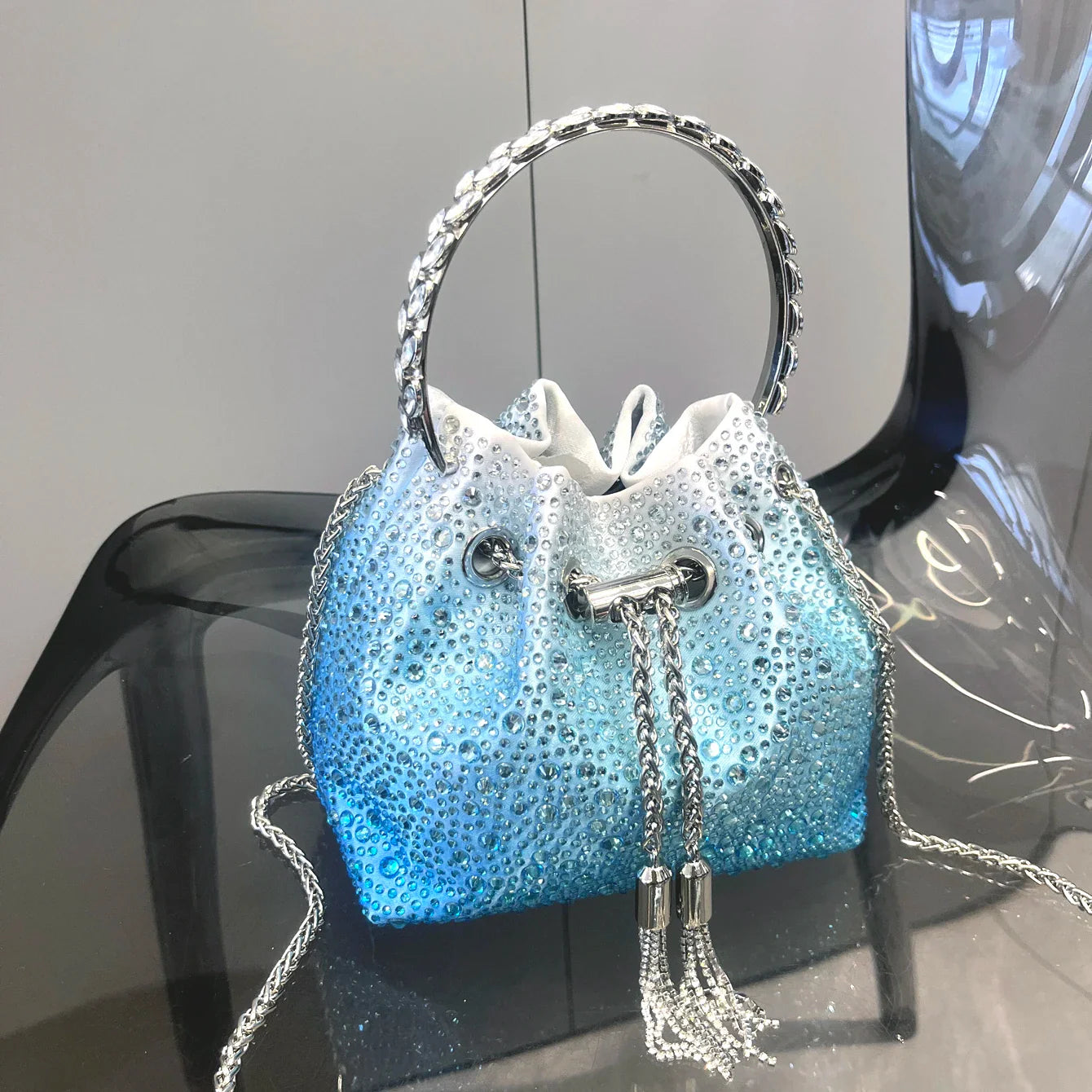 Alça strass bolsa de embreagem noite bolsas e bolsa designer luxo bolsa ombro cristal brilhante bolsa embreagem balde