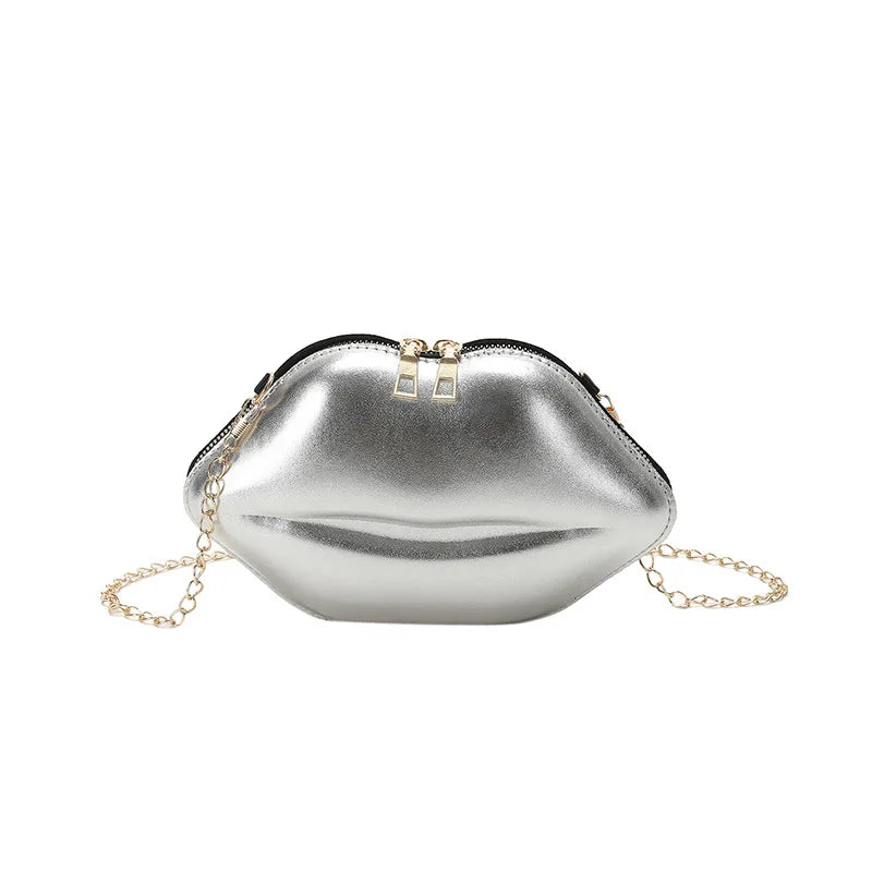 Bolsa de corrente em forma de boca legal para mulheres, design a laser, bolsa de ombro, bolsa crossbody, nova, moda, 2023