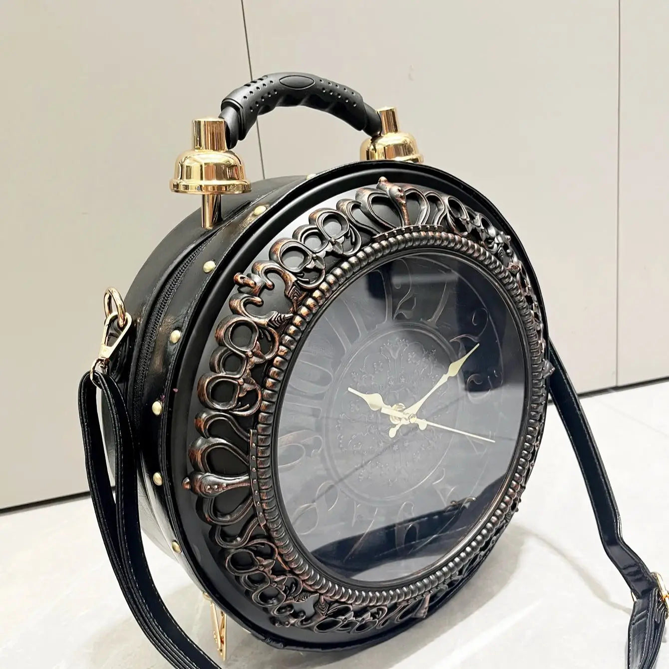 Bolsas e bolsas de designer de luxo bolsas de ombro engraçado em forma de relógio saco engraçado feminino redondo saco de couro do plutônio da mulher