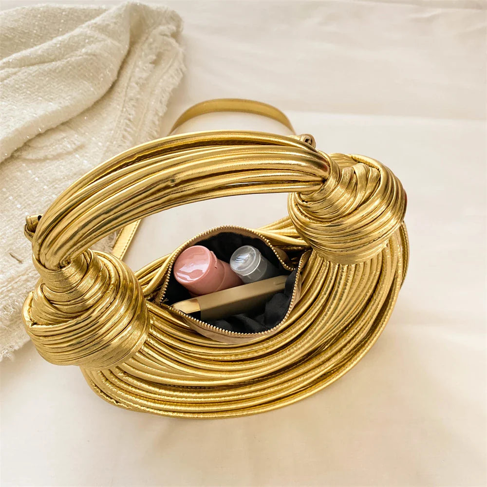 clutch festa feminina luxo bolsa feminina bolsa de festa MOODS Bolsas De Noite De Luxo Para As Mulheres Golden Noodle Knot Design Jantar Partido Clutch Bag 2023 Designer De Luxo Bolsas E Bolsas