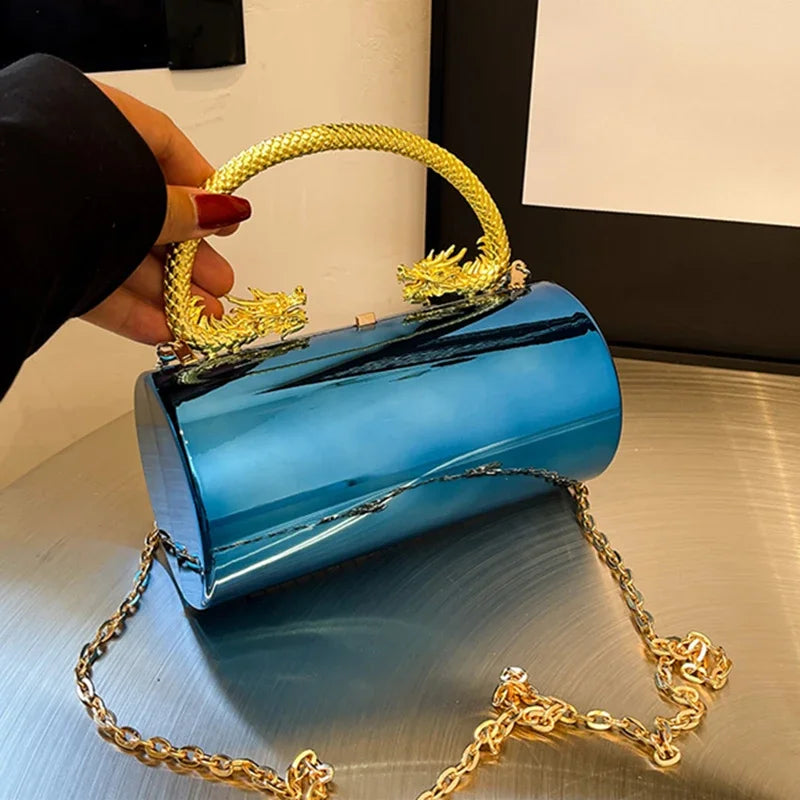 Designer acrílico saco de embreagem ouro prata feminino festa à noite saco metal brilhante ombro crossbody sacos luxo pequena bolsa