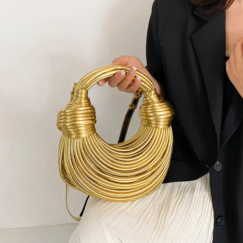 clutch festa feminina luxo bolsa feminina bolsa de festa MOODS Bolsas De Noite De Luxo Para As Mulheres Golden Noodle Knot Design Jantar Partido Clutch Bag 2023 Designer De Luxo Bolsas E Bolsas