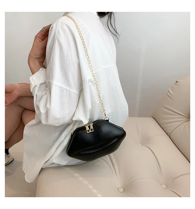 Bolsa de corrente em forma de boca legal para mulheres, design a laser, bolsa de ombro, bolsa crossbody, nova, moda, 2023