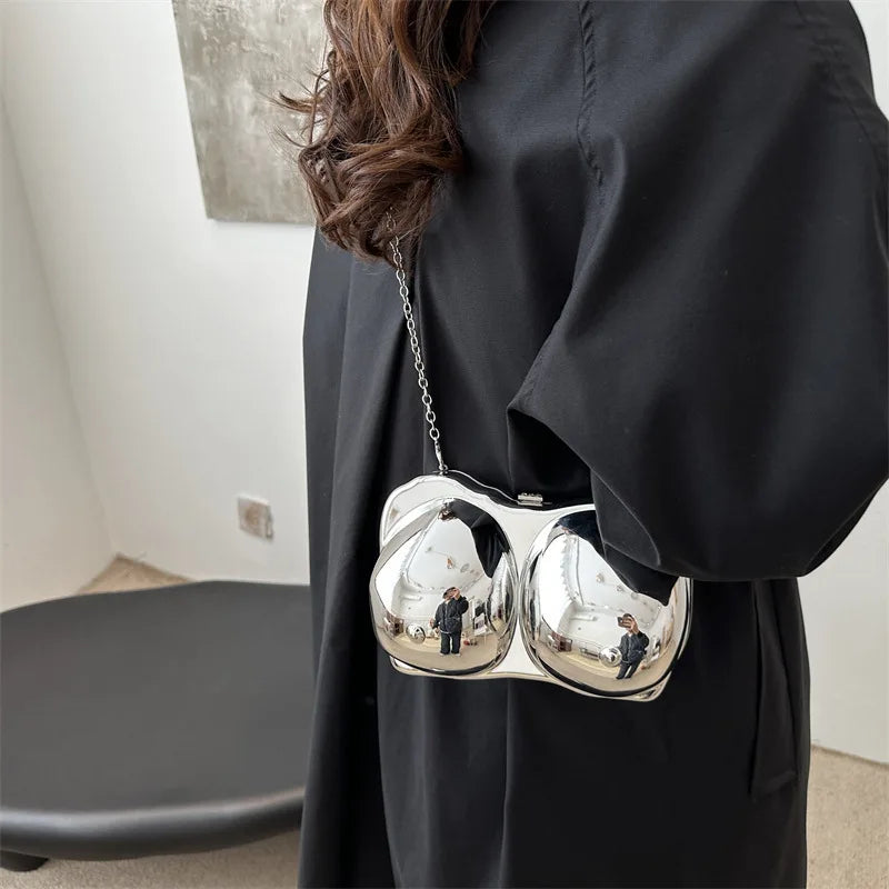 Bolsa acrílica engraçada para mulheres bolsa de jantar dourada prateada bolsa de ombro pequena feminina