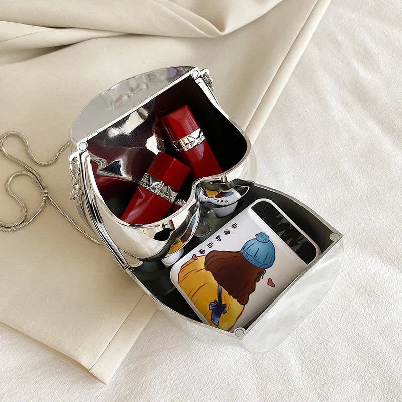 bolsa dourada bolsa feminina clutch festa feminina luxo bolsa de festa MOODS Niche Design Evening Clutch Purse Luxo Para As Mulheres Golden Acrylic Dinner Party Funny Bag Designer Cadeia Cross Body Pouch