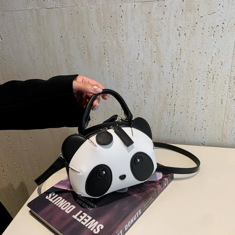 Cute Panda Cartoon Crossbody Bag para meninas, bolsa de ombro portátil, versátil, moda casual, nova, 2024