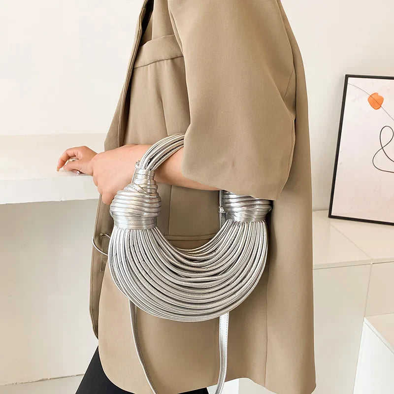 clutch festa feminina luxo bolsa feminina bolsa de festa MOODS Bolsas De Noite De Luxo Para As Mulheres Golden Noodle Knot Design Jantar Partido Clutch Bag 2023 Designer De Luxo Bolsas E Bolsas