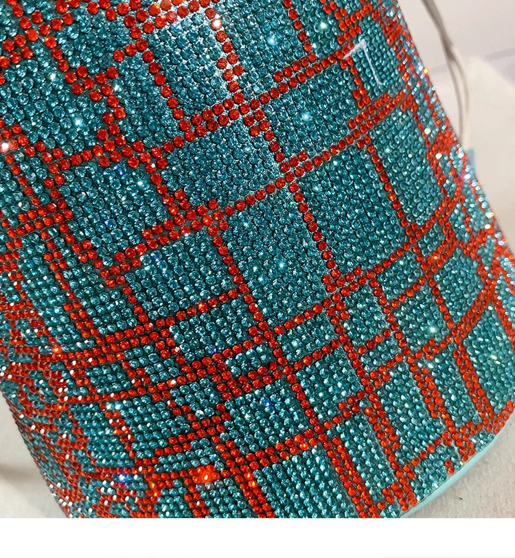 Strass Xadrez feminino Diamante Bolsa de Noite, Festa de Casamento Bolsa de Embreagem, Bolsa Feminina, Ombro Bolsa Mensageiro, Azul, Designer de Luxo