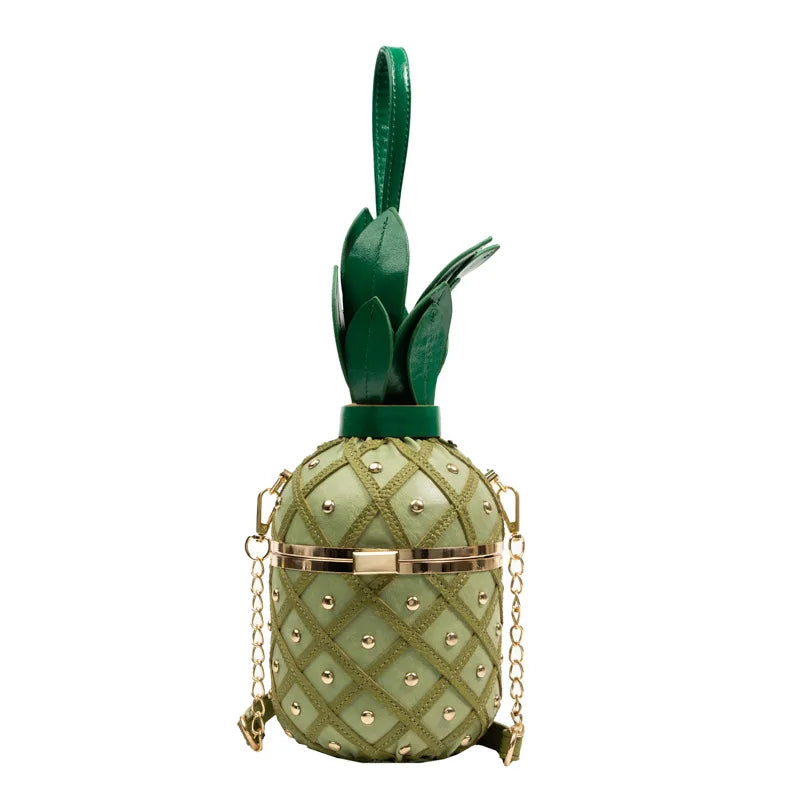 Bolsa de Ombro Bonito Design Abacaxi para Mulheres, Bolsa Crossbody, Bolsa de Corrente de Metal, Moda, Originalidade, Senhoras, 2023