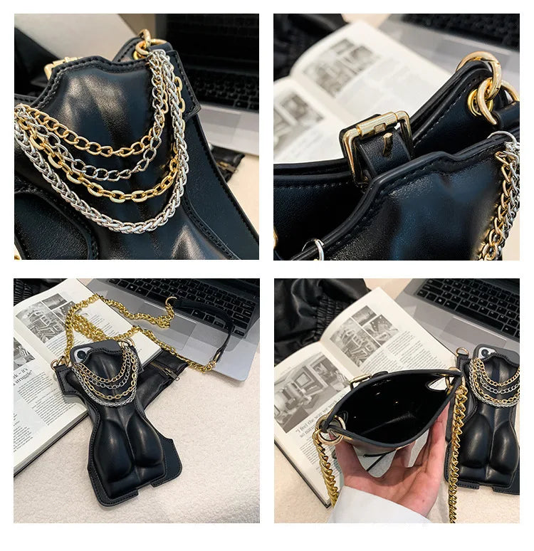 Mini bolsa crossbody com corrente para mulheres, bolsa de ombro casual, bolsa feminina, design novo, PU, mini bolsa, nova e elegante