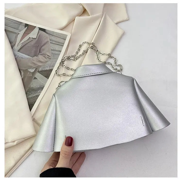 Bolsa crossbody de corrente pequena para mulheres, forma de roupas criativas, bolsa de ombro, 2023