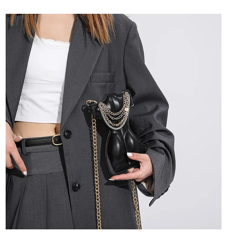 Mini bolsa crossbody com corrente para mulheres, bolsa de ombro casual, bolsa feminina, design novo, PU, mini bolsa, nova e elegante
