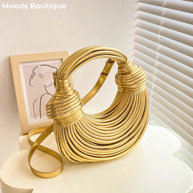 clutch festa feminina luxo bolsa feminina bolsa de festa MOODS Bolsas De Noite De Luxo Para As Mulheres Golden Noodle Knot Design Jantar Partido Clutch Bag 2023 Designer De Luxo Bolsas E Bolsas