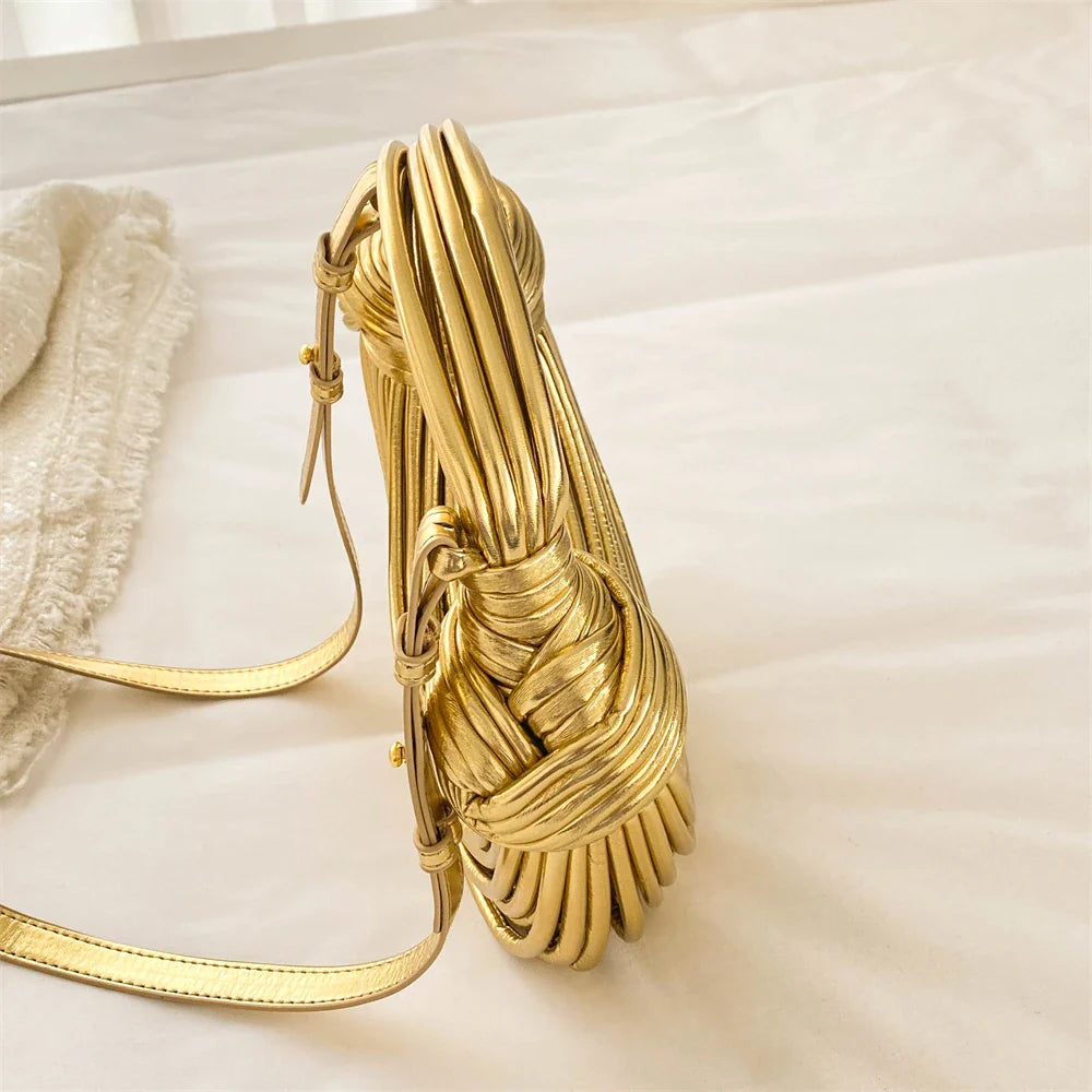 clutch festa feminina luxo bolsa feminina bolsa de festa MOODS Bolsas De Noite De Luxo Para As Mulheres Golden Noodle Knot Design Jantar Partido Clutch Bag 2023 Designer De Luxo Bolsas E Bolsas