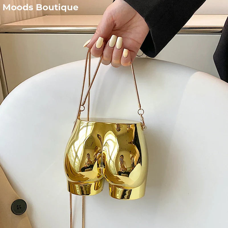 bolsa dourada bolsa feminina clutch festa feminina luxo bolsa de festa MOODS Niche Design Evening Clutch Purse Luxo Para As Mulheres Golden Acrylic Dinner Party Funny Bag Designer Cadeia Cross Body Pouch