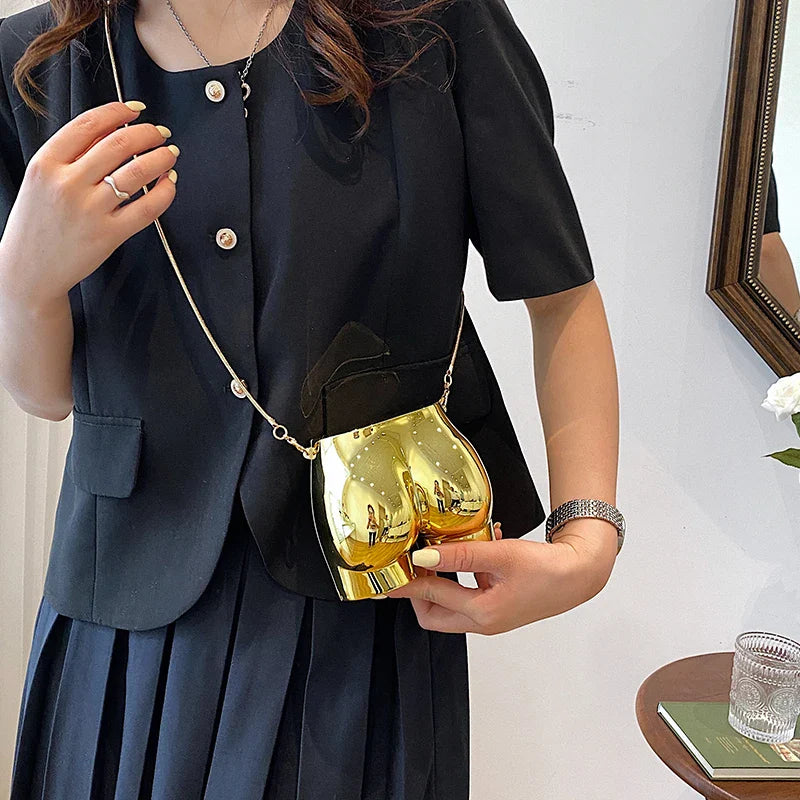 bolsa dourada bolsa feminina clutch festa feminina luxo bolsa de festa MOODS Niche Design Evening Clutch Purse Luxo Para As Mulheres Golden Acrylic Dinner Party Funny Bag Designer Cadeia Cross Body Pouch