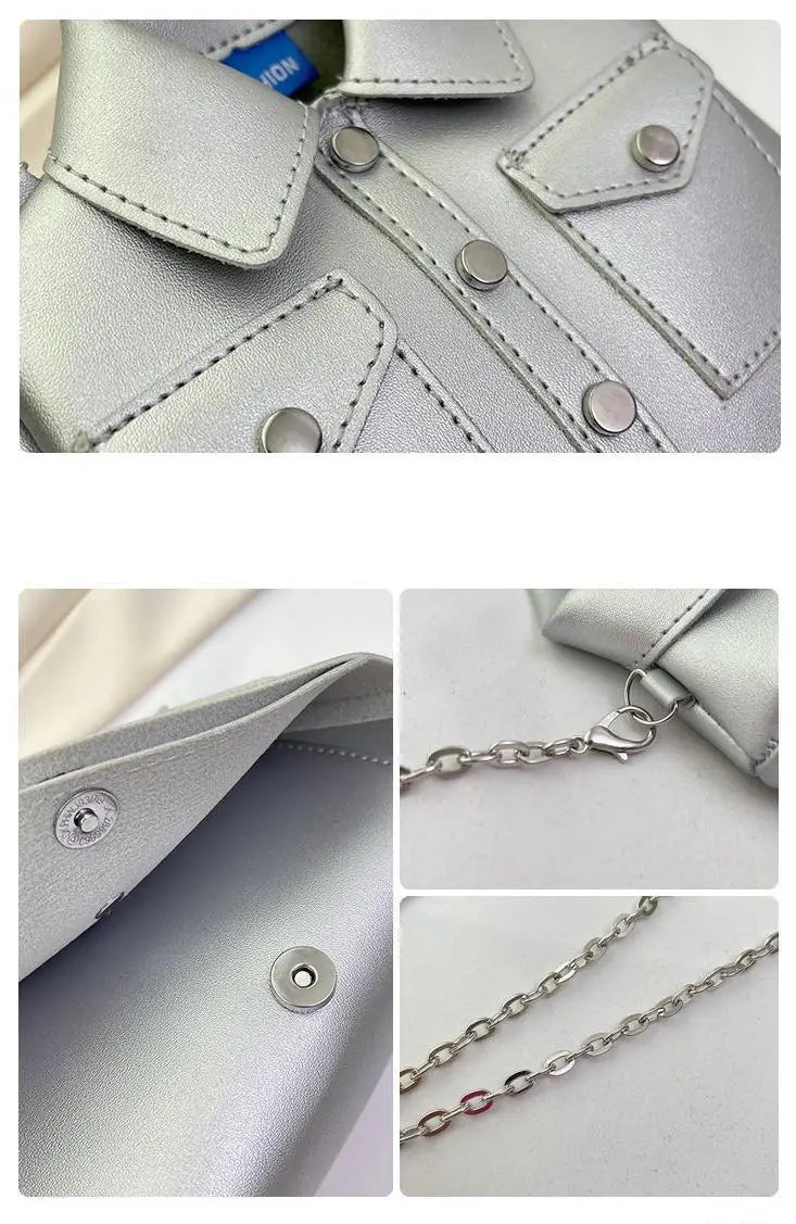 Bolsa crossbody de corrente pequena para mulheres, forma de roupas criativas, bolsa de ombro, 2023