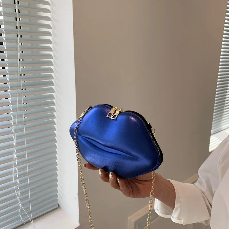 Bolsa de corrente em forma de boca legal para mulheres, design a laser, bolsa de ombro, bolsa crossbody, nova, moda, 2023