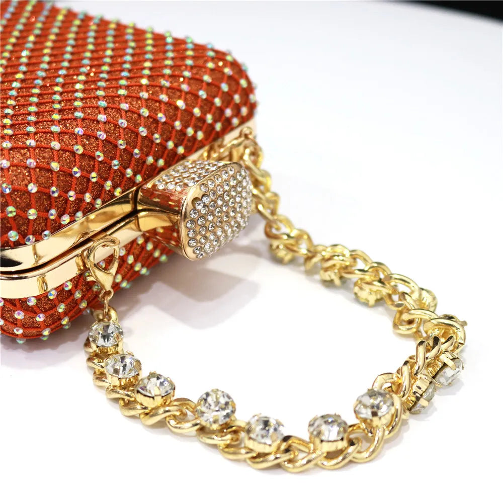 Estilo oco Mulheres Dia Clutch Festa Casamento Ombro Cadeia Sacos De Noite Bolsas De Diamantes Bolsa 2023 Novo